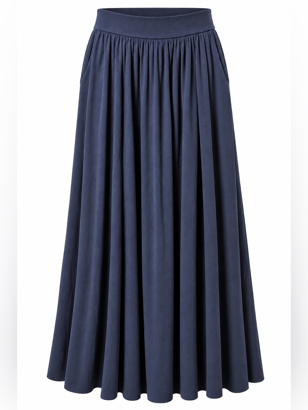 OGLmove Soft Linen Knit A-Line Maxi Skirt Smoky Navy Large Petite